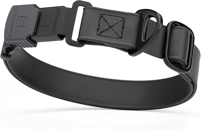 Dogline Biothane Waterproof Dog Collar with Herm Sprenger Black Stainless Steel Quick Release Buckle – Heavy Duty Tactical Durable Collar for Dogs – Comfortable and Safe Pet Collar W3/4" L12-19 Black-PurrikoPets