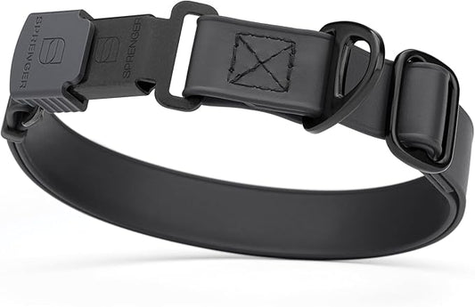 Dogline Biothane Waterproof Dog Collar with Herm Sprenger Stainless Steel Quick Release Buckle – Heavy Duty Tactical Durable Collar for Dogs – Comfortable and Safe Pet Collar, W 3/4" L 12-19", Black-PurrikoPets