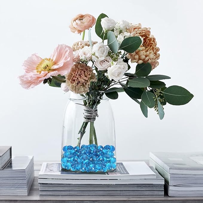 FUTUREPLUSX 1LB Light Blue Flat Glass Marbles, Glass Pebbles Vase Fillers for Centerpieces, Fish Tank for Aquarium Gravel Decor Table Scatter Art Craft-PurrikoPets