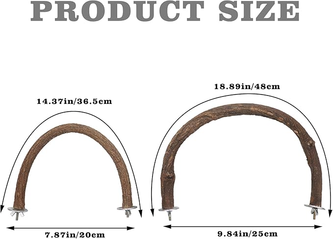 2 Pack Bird Perch Stand, Natural Wood U Shape Parrot Stand Pole, Bird Cage Accessories, Suitable for Small to Medium Birds Parakeets Cockatiels Budgie Lovebirds-PurrikoPets