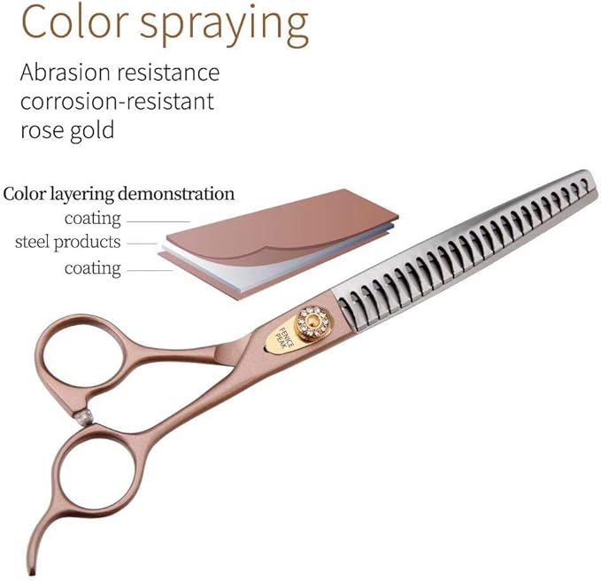 Fenice Peak Thinning Shears for Dogs and Cats Pet Grooming Scissors Chunkers Shears 440C Stainless Steel Professional Dog Trimming Scissors 7''-PurrikoPets