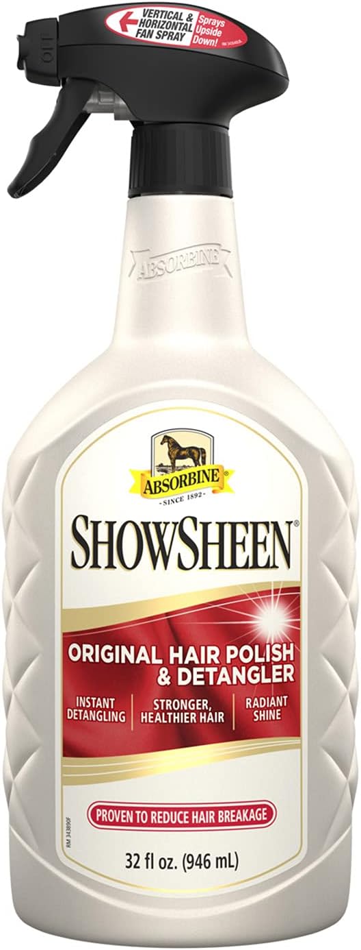 Absorbine ShowSheen Hair Polish & Detangler 32oz Spray Bottle, Horse and Dog Coat, Mane and Tail, Instant Detangling & Reduces Hair Breakage for Healthy Grooming & Radiant Shine-PurrikoPets