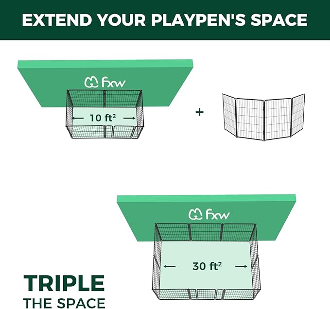 FXW Homeplus Unleashed Indoor Dog Playpen - Stress-Free and Safe Play, Heavy Duty 40 Inch 4 Wire Panels Dog Pen for Medium and Large Dogs, Black│Patented-PurrikoPets