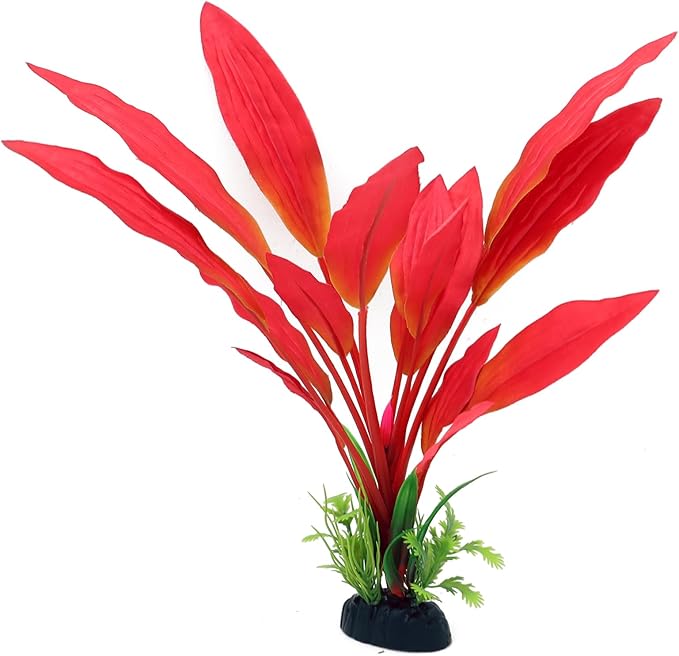ALEGI Silk Aquarium Plants, 12 Inch Artificial Silk Plants Decorations for Fish Tank,Aquarium Décor Plastic Plants (Red, 2 Pack)-PurrikoPets