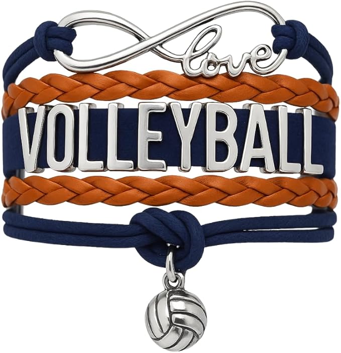 Volleyball Bracelets For Girls- Ideal Volleyball Gifts & Souvenirs. Adjustable Charm Bracelet with Moveable Letters, Infinity Symbol & Silver Volleyball Charm. Fashionable Bracelets by SportyBella.