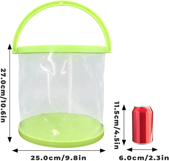 Foldable Small Aquarium, Portable Fish Tank, Fish Transport Container, Plasitc Fish Bowl, Beginner Tank, Great Concept for Catching and Release Critters, Beach, Pool and Lake (Green, Large)-PurrikoPets
