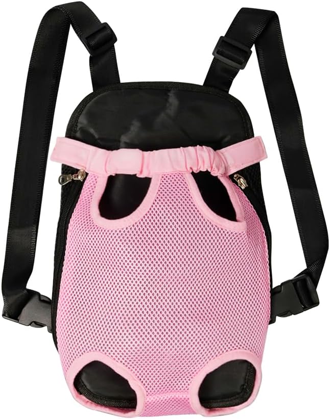 FEimaX Dog Carrier Backpack Pet Legs Out Front Cat Travel Bag, Adjustable Puppy Backpacks Carriers Hands-Free for Small Medium Dogs Cats Hiking Traveling Camping Daily Walking (Small, Pink)-PurrikoPets