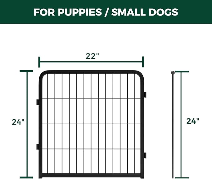 FXW Homeplus Unleashed Indoor Dog Playpen - Stress-Free and Safe Play, Heavy Duty 24 Inch 2 Wire Panels Dog Pen for Puppy and Small Dogs, Black│Patented-PurrikoPets