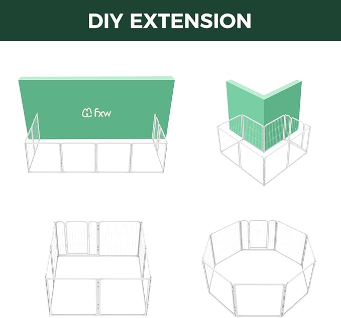 FXW Homeplus Unleashed Indoor Dog Playpen - Stress-Free and Safe Play, Heavy Duty 24 Inch 4 Acrylic Panels + 4 Wire Panels Dog Pen for Puppy and Small Dogs, White│Patented-PurrikoPets