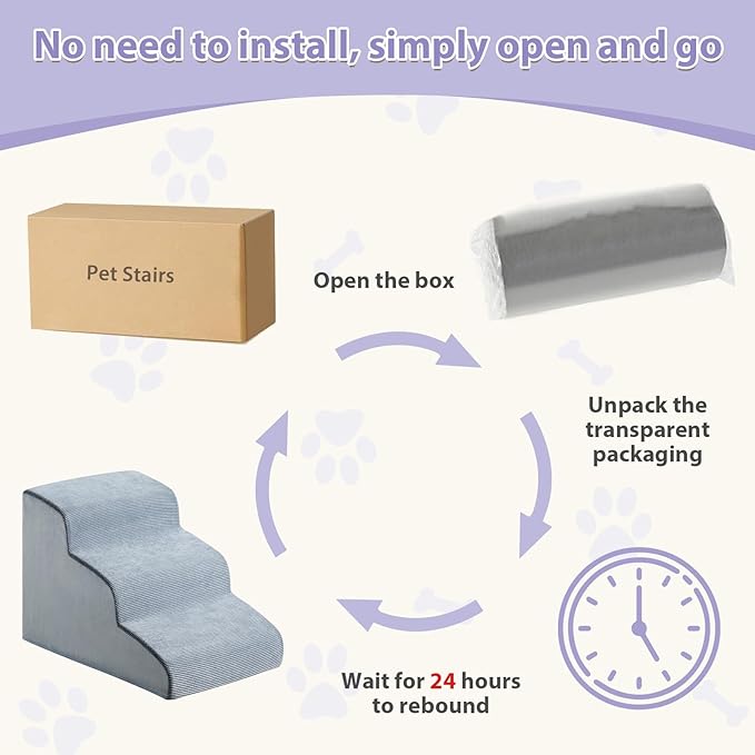 Dog Stairs for Small Dogs, 2-Steps Dog Ramp for Couch, Pet Stairs with Highly Supportive Foam and Non-Slip Bottom, Pet Steps for Cat & Doggie (High 11.8 Inch)-PurrikoPets