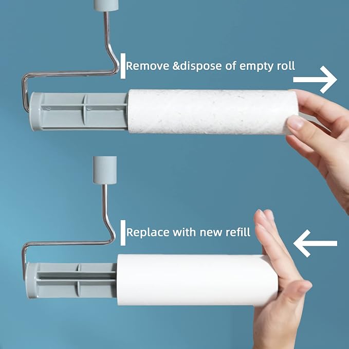 Extra Sticky Large Surface Lint Roller, 6.3'' Giant Lint Roller for Pet Hair, Lint Remover Roller for Cat Hair, Clothes, Furniture (1 Handle + 90 Sheets)-PurrikoPets