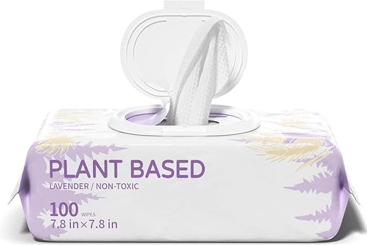 100 PCS Dog Wipes for Paws and Butt Hypoallergenic Pets Cleansing & Deodorizing Anal Gland Hygienic Puppy Wipes for Dogs Face and Body Wipes Cleaning Fur Doggie Wipes Doggy Wipes (Lavender)-PurrikoPets