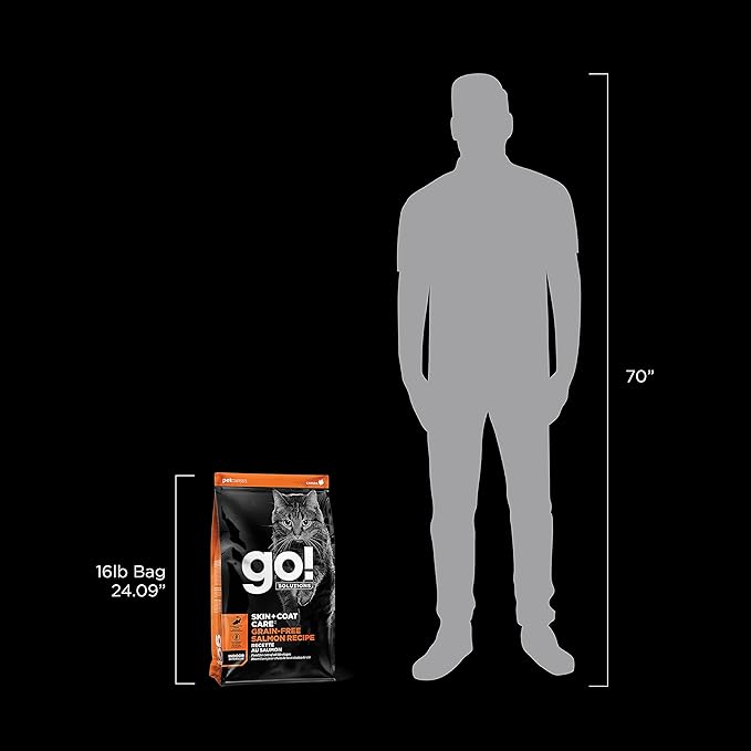 Go! Solutions Skin + Coat Care, Grain-Free Dry Cat Food, Salmon Recipe, 16 lb Bag-PurrikoPets