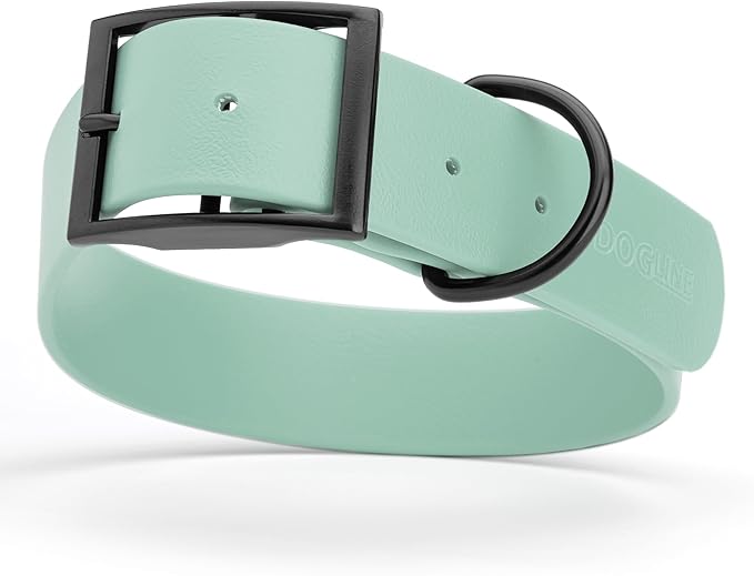 Dogline Biothane Waterproof Dog Collar Strong Coated Nylon Webbing with Black Hardware Odor- Proof for Easy Care Easy to Clean High Performance Fits Small Medium or Large Dogs, Sage Green-PurrikoPets