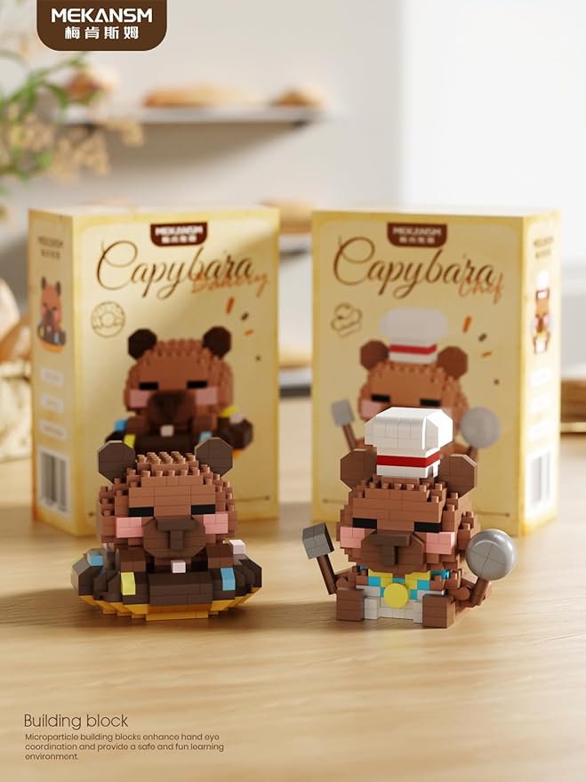 6 Set Cute Capybara Baking Bread Series Mini Building Toy Kawaii Animals Set Micro Adorable Pet Buildings Small Bricks Gifts Toys-PurrikoPets