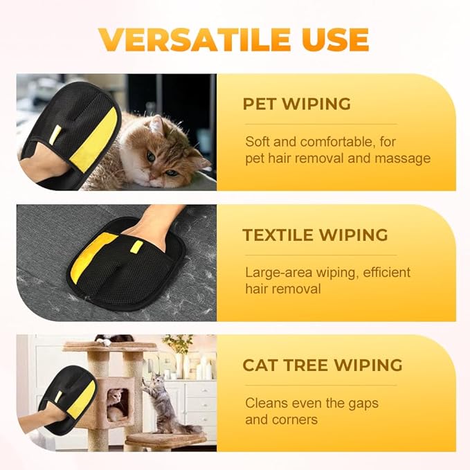 Electrostatic Gloves Pet Hair Removal Glove for Cats & Dogs, 2025 New Pet Hair Remover Glove for Couch, Furniture, Carpet, Curtain, Washable Reusable Animal Fur Removal Tool (3PCS)-PurrikoPets