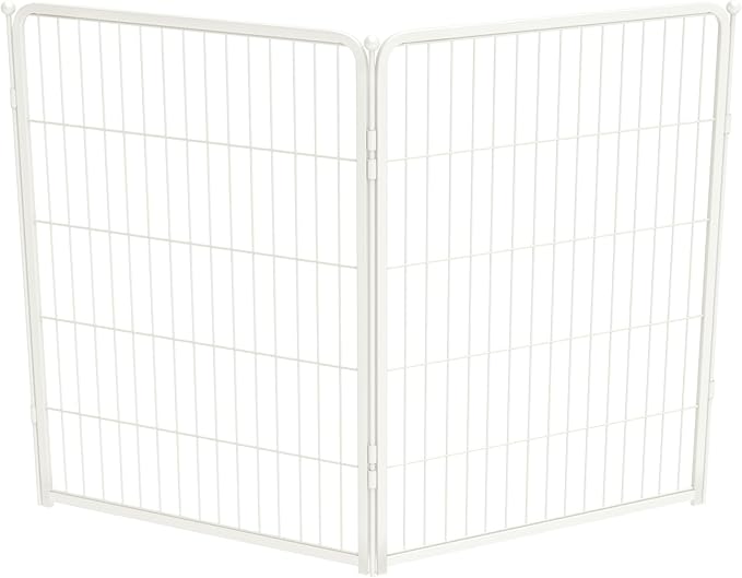 FXW Homeplus Unleashed Indoor Dog Playpen - Stress-Free and Safe Play, Heavy Duty 40 Inch 2 Wire Panels Dog Pen for Medium and Large Dogs, White│Patented-PurrikoPets