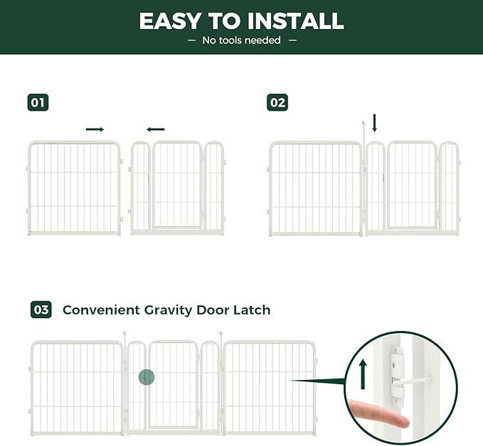 FXW Rollick Unleashed Dog Playpen for Indoor, Yard, RV Camping, 24 inch 8 Panels for Small and Puppy Dogs, White│Patented-PurrikoPets