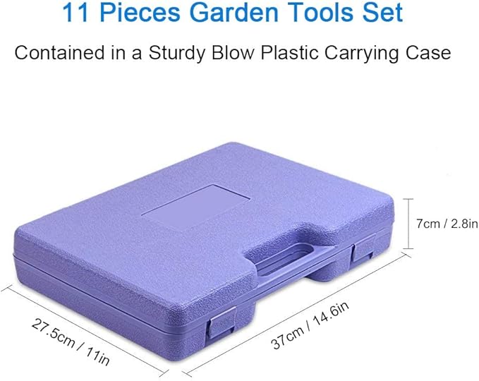 Garden Tools Set, 11 Pieces Gardening Gifts with Purple Floral Print, Ergonomic Handle, Trowel, Rake, Shovels, Pruner, Shears, Sprayer, Gloves, Garden Hand Tools with Carrying Case-PurrikoPets