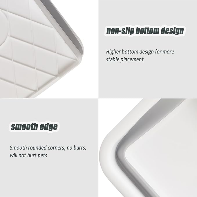 2 Pack Collapsible Small Cat Litter Box, Open Kitten Litter Potty Pan Low Entry Pet Kitty Toilet Foldable Waterproof Travel Toilet for Sick Frail Kitty 14.6 x 10.6 x 4.8 inches Grey-PurrikoPets