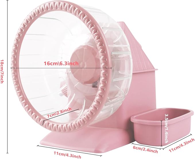 4 in 1 Silent Large Hamster Wheel Multifunctional Hamster Running Wheel Quite Running Spinner Wheel Accessories with Food Bowl Water Bottle for Hamsters Dwarf Gerbil (Pink)-PurrikoPets