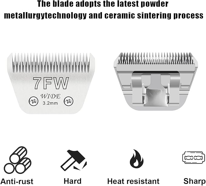 2PCS 7FW Wide Blades for Dog Grooming Blades Compatible with Andis,Oster A5,Wahl km10 Dog Clippers,Size-#7FW, 1/8-Inch Cut Length (3.2mm)(2pcs #7FW)-PurrikoPets