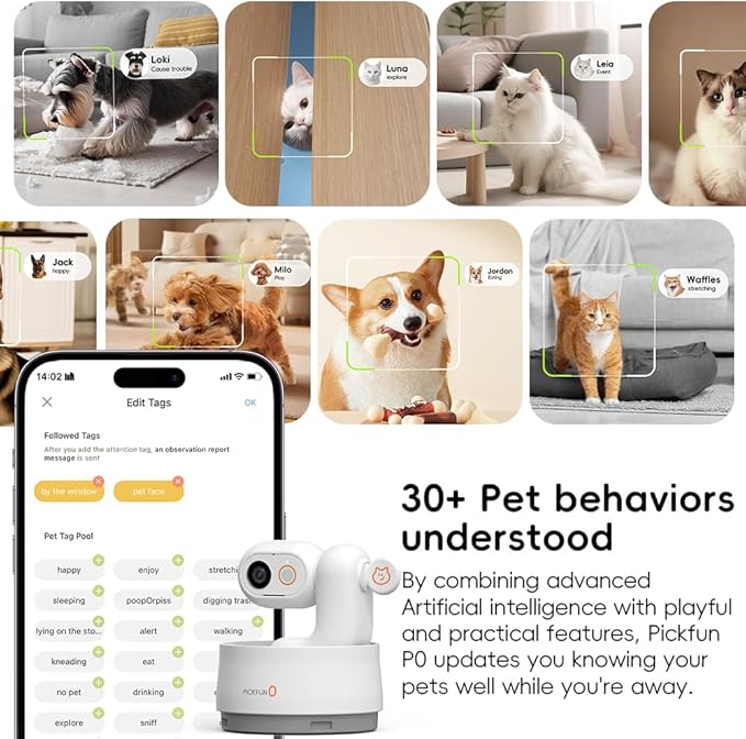 AI Dog Camera, Smart Security Camera Indoor with Phone App [Pet Recognition, Daily Activity Analysis & Motion Tracking] Cat Cam 5MP HD, 360° View, 2-Way Audio, Night Vision, 5G WiFi-PurrikoPets