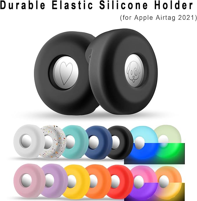 Airtag Holder for Dog Collar, Cibaabo Silicone Air Tag Case Cover Compatible with Apple Airtags for 0.8-1.2inch Cat Pet Collar Harness Loop-PurrikoPets