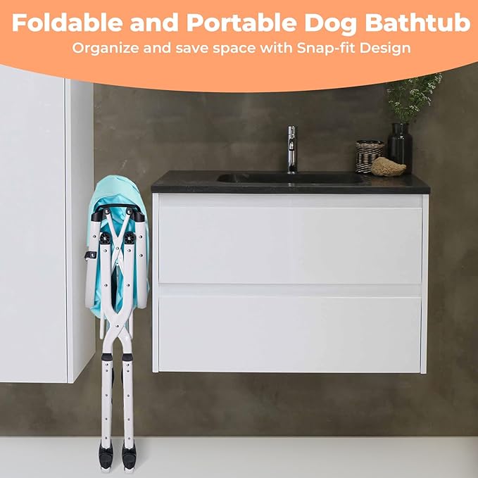Elevated Portable Dog Bathtub, 5 Height Adjustable Dog Washing Station for Pet Shower and Grooming Foldable Bathing Tub with Storage & Anti-Slip Design for Small Large Dogs Cats-PurrikoPets