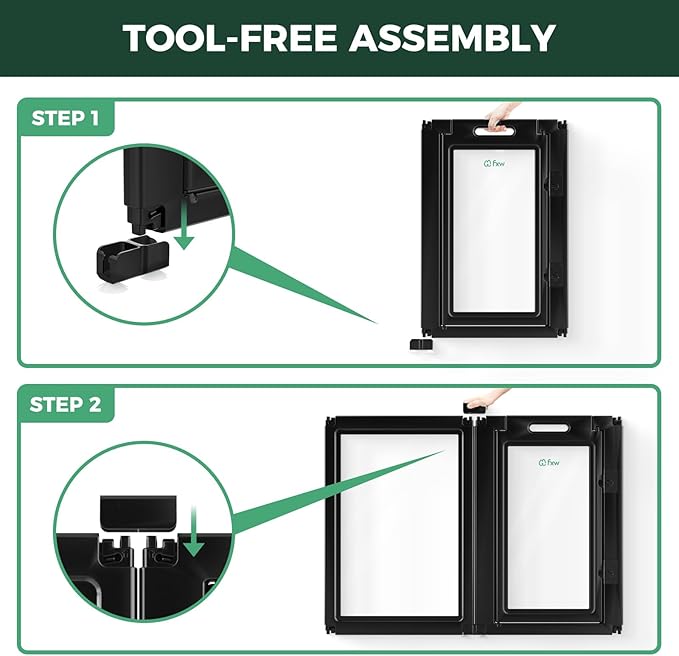 FXW AuraSpace Acrylic Indoor Unleashed Dog Playpen for Medium Dogs, 35 Inch, 16 Panels, Black-PurrikoPets