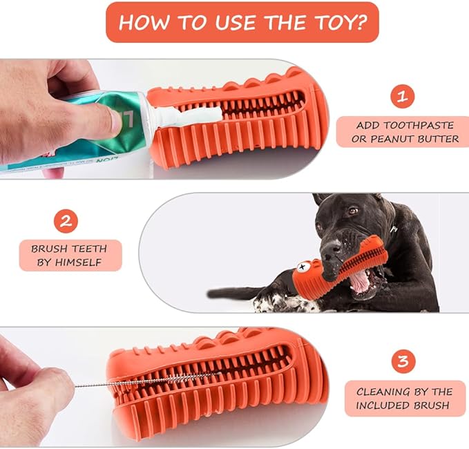 Dog Toys for Aggressive Chewers Large Medium Breed, Indestructible Dog Toothbrush Chew Toys, Squeaky Interactive Tough Extremely Durable, Dogs Toys to Keep Them Busy-PurrikoPets