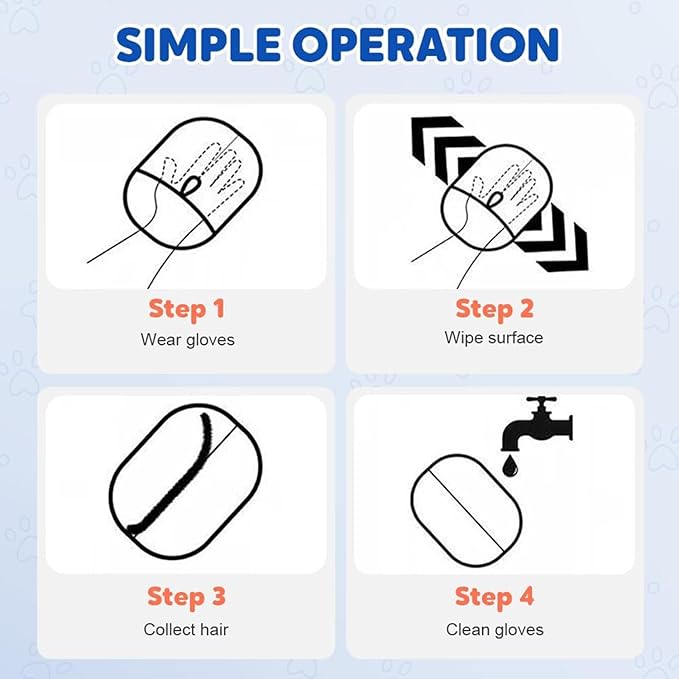 2025 New Upgrade Pet Hair Remover Electrostatic Gloves, Reusable Pet Hair Removal Glove, Cat & Dog Hair Removal Tool for Couch, Furniture, Carpet, Car Seat, Pet Grooming-PurrikoPets