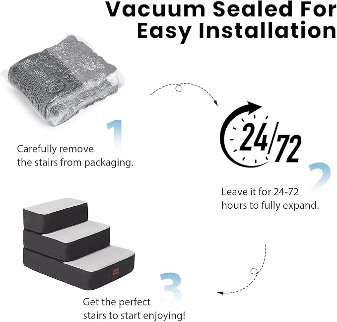 5-Step Adjustable Dog Stairs for High Beds, Dog Steps for Small Dogs and Cats, Foldable Pet Stairs for Bed Climbing, Non-Slip Pet Step Indoor, Grey-PurrikoPets