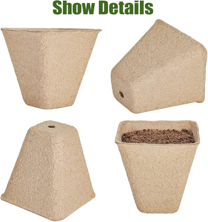 126 Packs Square Peat Pots, 3.15 Inch Seed Starting Pots with Drainage Holes Square Nursery Pot,Biodegradable Eco-Friendly Round Plant Seed Starter Peat Germination Seedling Trays-PurrikoPets