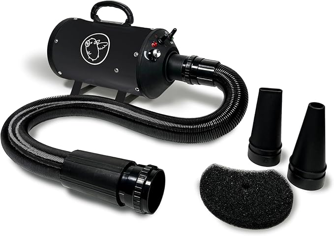 Flying Pig High Velocity Dog Pet Grooming Dryer w/Heater (Flying One, Black w/White Logo)-PurrikoPets