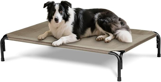 Elevated Dog Bed for Outdoor, Large Raised Dogs Cot for Training, Cooling Pet Beds with Washable Mesh, Indestructible Lifted Platform for Outside Camping, 41 inch Brown-PurrikoPets