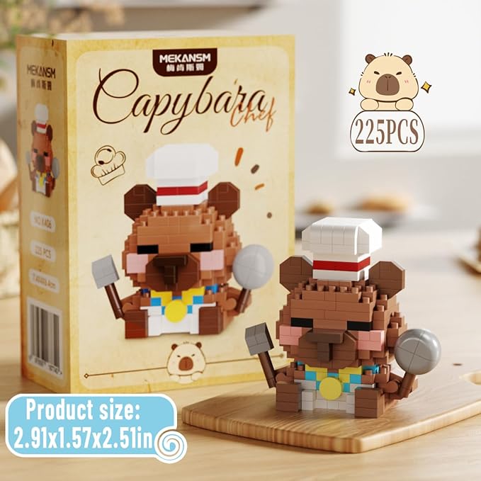 Gold Medal Baking Cute Capybara Baking Bread Series Mini Building Toy Kawaii Animals Set Micro Adorable Pet Buildings Small Bricks Gifts Toys-PurrikoPets