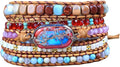 ZOSOJONA Women Wrap Bracelet Boho Natural Jasper Crystal Stone Beads Strand Bracelets