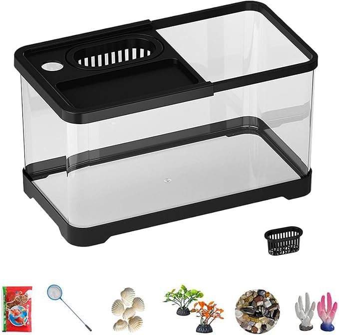 Fish Tank Starter Kit - Small Aquarium | Fish Tank Starter Kit With Filter And Light | Gallon Small Aquarium | Underwater Landscape Decoration, Compact Glass Aquariums Set For Den Living Room Dorm Kid-PurrikoPets