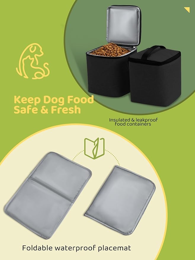 Dog Travel Bag, 25L Airline Approved Dog Travel Backpack for Pet Travel Accessories with 2 Food Storage Containers, 2 Foldable Bowls for Short Trips, Black-PurrikoPets