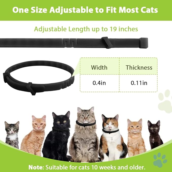 4 Pack Flea and Tick Collar for Cats, Natural Plant Oil Formula Cat Flea Collar Provides 32-Month Protection for Flea Tick Prevention, Waterproof & Adjustable Cat Flea Treatment for Most Cats-PurrikoPets