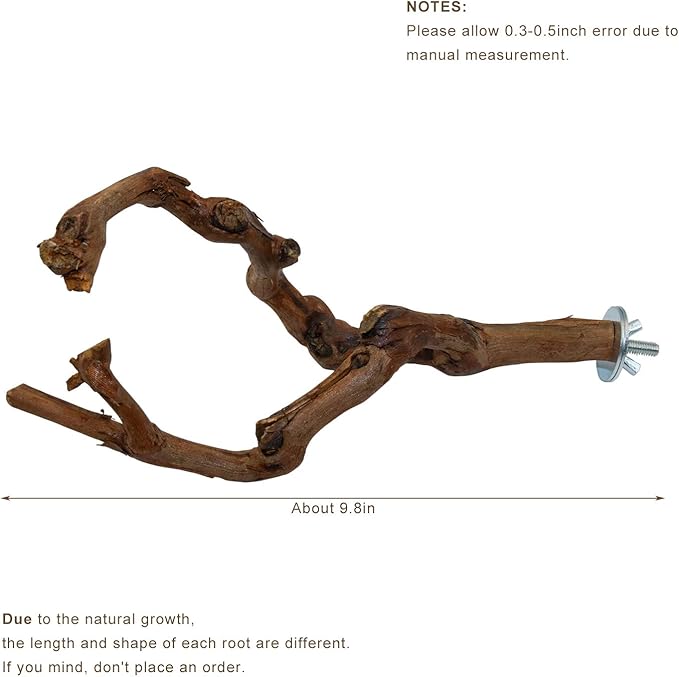 2 Packs Parrot Bird Perches,Natural Wild Grape Stick Grinding Paw Climbing Standing Cage Accessories Toy for 3-4 Parakeets, Budgies, Lovebirds,Cockatiels (Style-1)-PurrikoPets