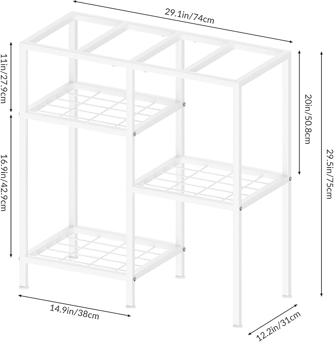 20 Gallon Fish Tank Stand White Metal Aquarium Stand Turtle Tank Stand Reptile Tank Stands 3 Tier Fish Tank with Stand-PurrikoPets
