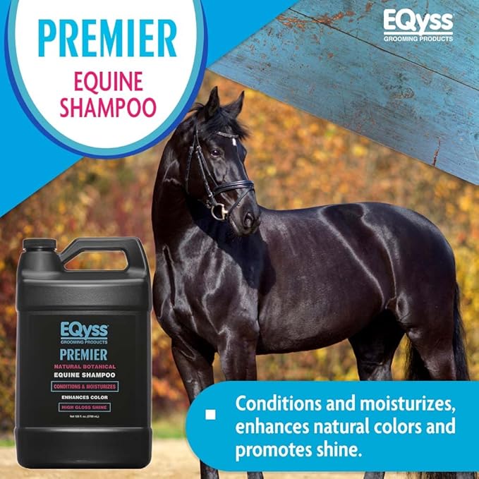 EQyss Premier Equine Horse Shampoo - Conditions and Moisturizes Coat, Enhances Color, Promotes Shine - Safe for All Horses & Pets, pH Balanced, USA Made-PurrikoPets