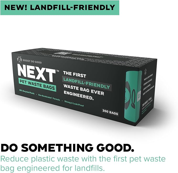 Doggy Do Good Next Pet Waste Bags, Landfill Friendly Recycled Plastic Unscented Dog Poop Bags for Dogs, Thick & Leakproof, Strong, Earth Friendly Poop Bags, 300 Count-PurrikoPets