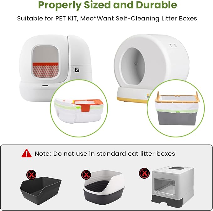 67 Count Cat Litter Bags for Pet Pura MAX Self-Cleaning Litter Box, Drawstring Kitty Liners for Automatic Waste Drawer Bin, Disposable Replacement Poop Trash Bag, Durable Leak-proof - 21 * 15.7 "-PurrikoPets