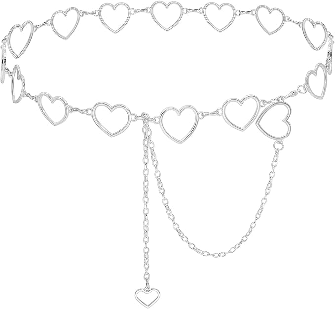 Metal Waist Chain Women - Love Hearts Pendant Adjustable Link Belt
