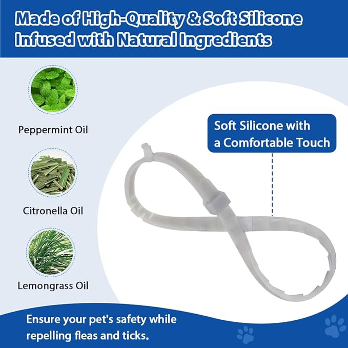 4 Pack Adjustable Flea and Tick Collar for Cats, Natural Plant Oil Formula Cat Flea Collar Provides 32-Month Protection for Flea Tick, Glow-in-The-Dark & Waterproof Cat Flea Treatment for All Cats-PurrikoPets