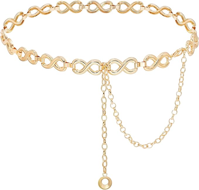 Waist Chain Belts Women Girls Metal Belly Link Adjustable Waist Belt for Jeans and Dress