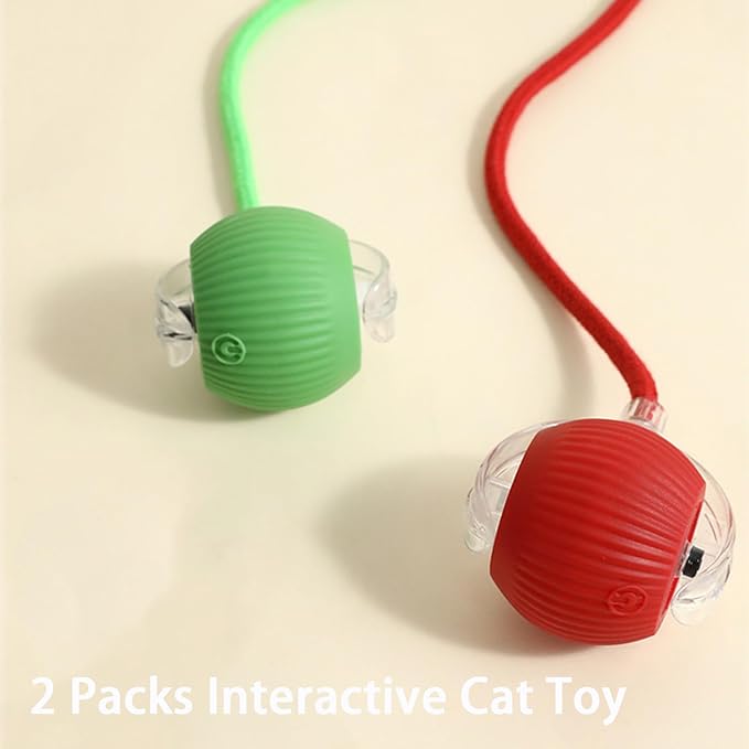 2 Packs Interactive Cat Toy Ball for Indoor Cats - 3-Speed Smart Rolling Ball with Flashing Lights, USB Rechargeable Automatic Motion Kitten Toys for Bored Adult Cats & Playful Kittens-PurrikoPets
